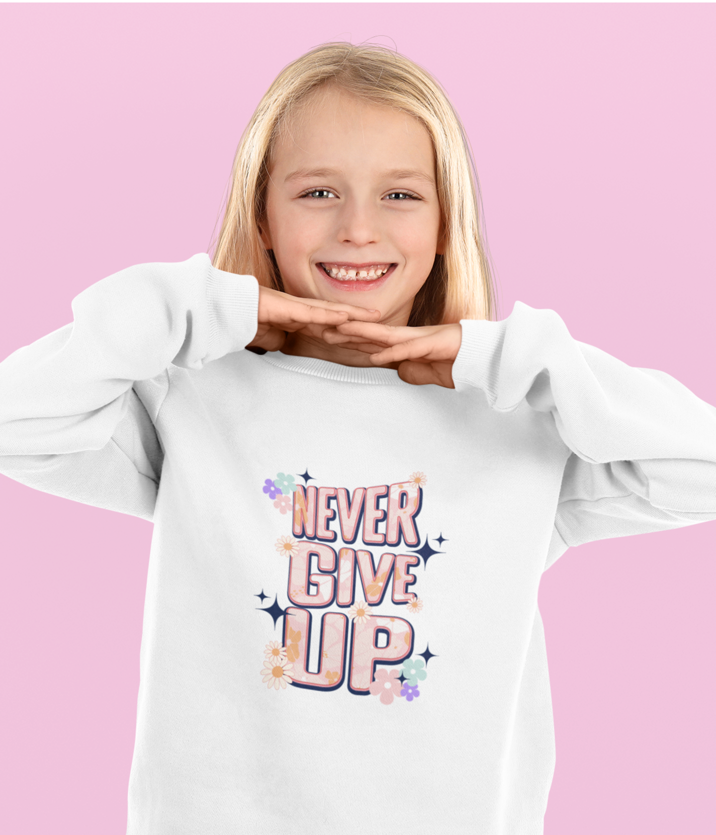 Mädchen Sweatshirt- Never Give Up