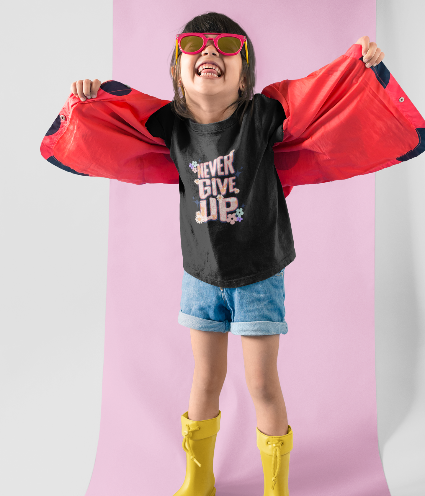 Mädchen T- Shirt- Never Give Up