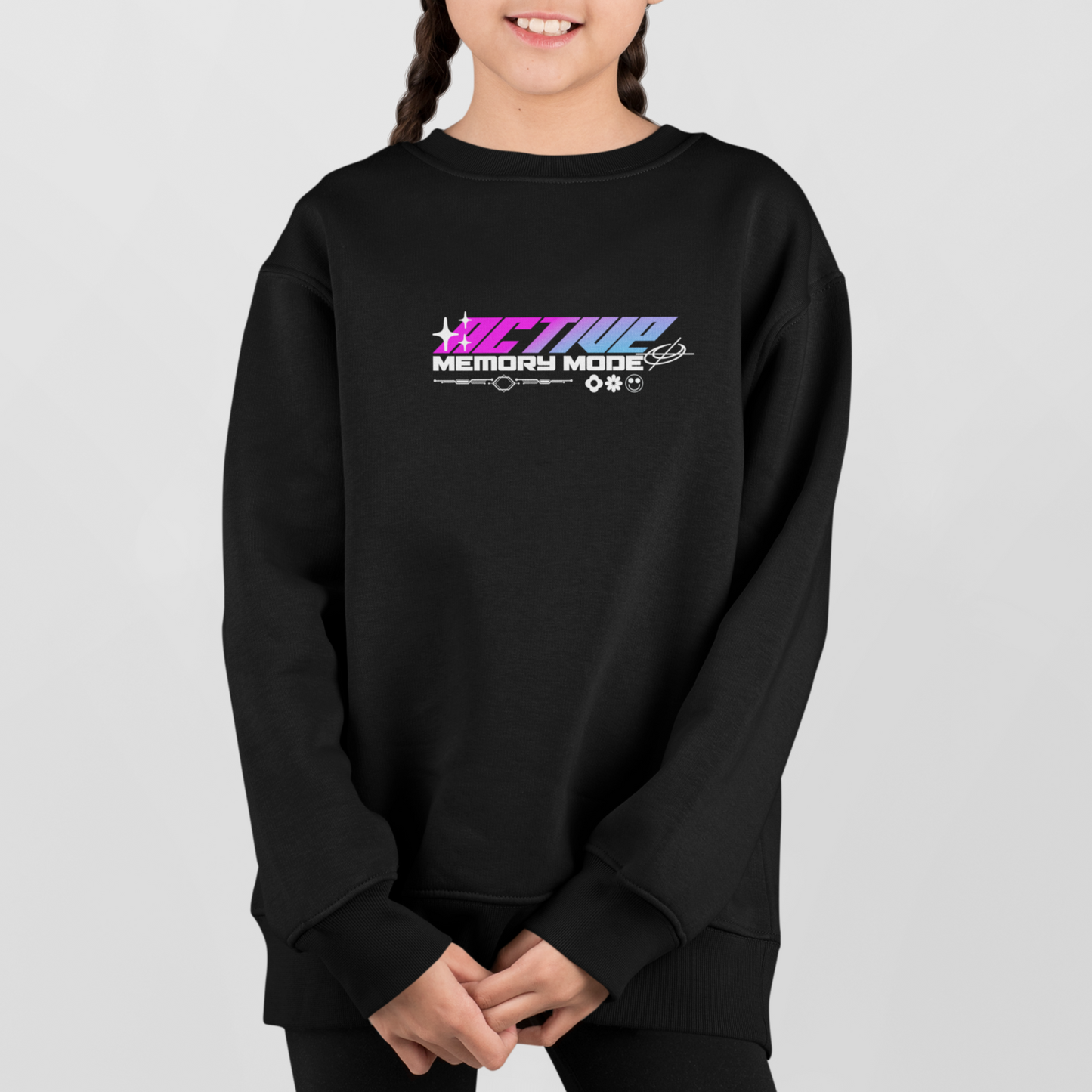 Mädchen Sweatshirt- Active Memory Mode- Zweiseitiger Druck