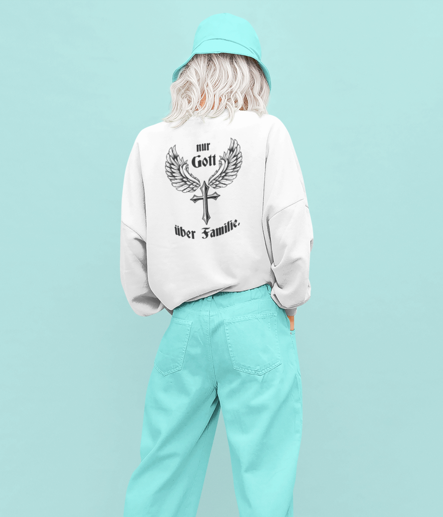 Damen Sweatshirt- Nur Gott über Familie
